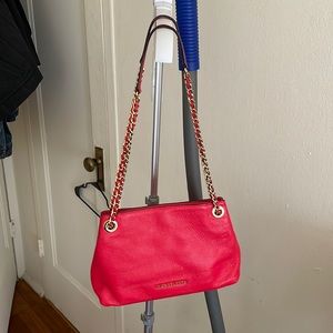 Michael Kors Jet Set Medium Coral Leather Messenger Bag